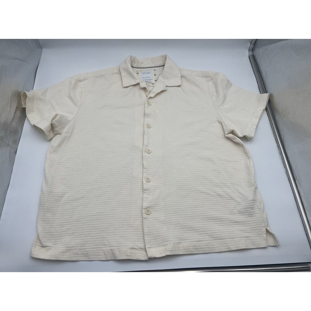 Cactus Man by Ricky Singh Relaxed Fit Textured Camp Shirt in a natural Cream XL